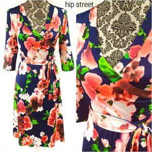 PINKBLUSH Floral Surplice Top Fit & Flare Dress M